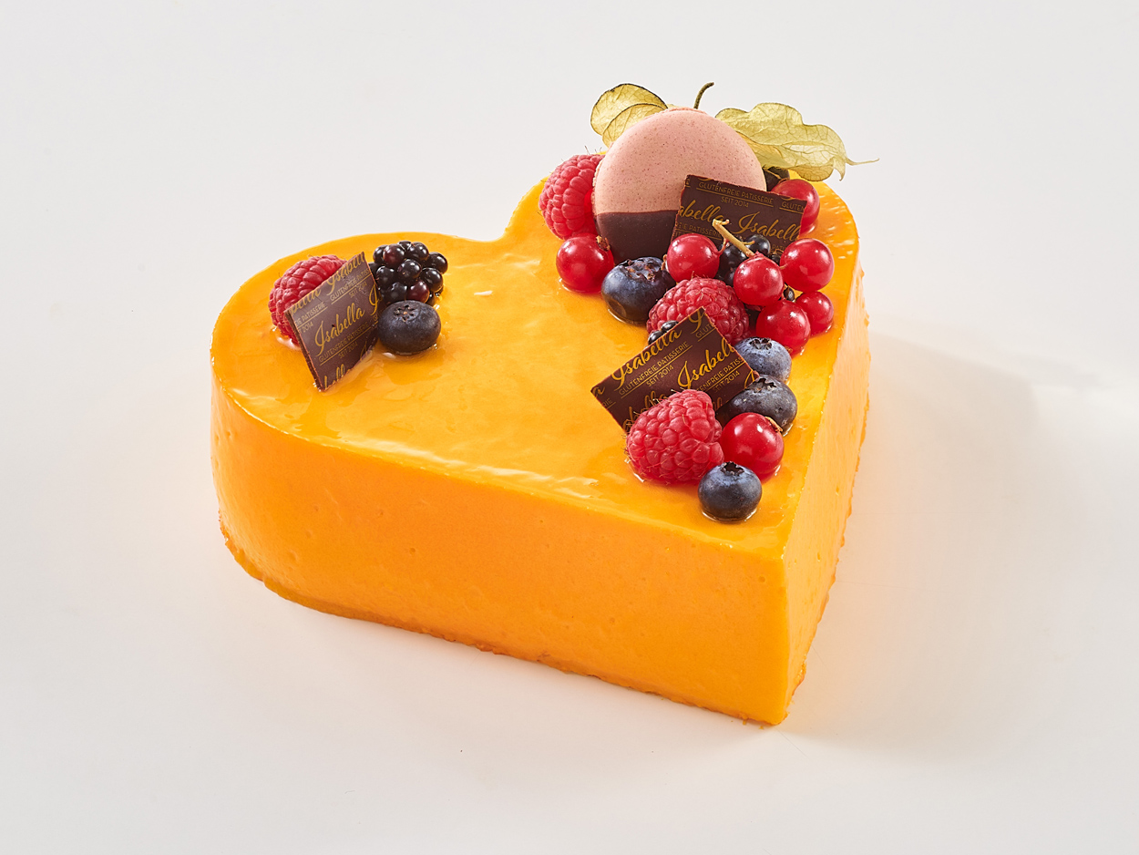 exotic-passion-glutenfreie-laktosefreie-torte-mango-maracuja-herz-isabella-glutenfreie-patisserie glutenfreie, laktosefreie Exotic Passion Torte mit Mango-Maracuja, Herzform, Früchte, Isabella Glutenfreie Patisserie
