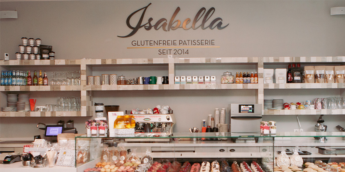 Ladentheke der Pâtisserie in Düsseldorf
