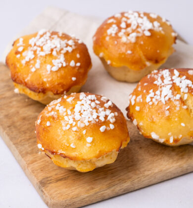 vier glutenfreie Brioche, glutenfreie, laktosefreie, süße Backwaren, Isabella Glutenfreie Patisserie