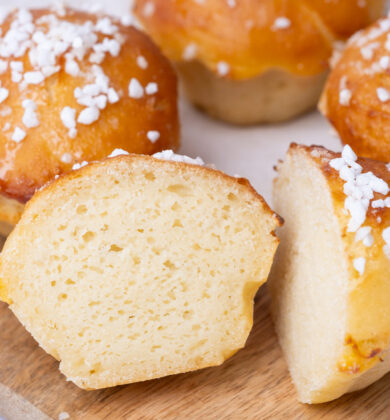 vier glutenfreie Brioche, glutenfreie, laktosefreie, süße Backwaren, Isabella Glutenfreie Patisserie